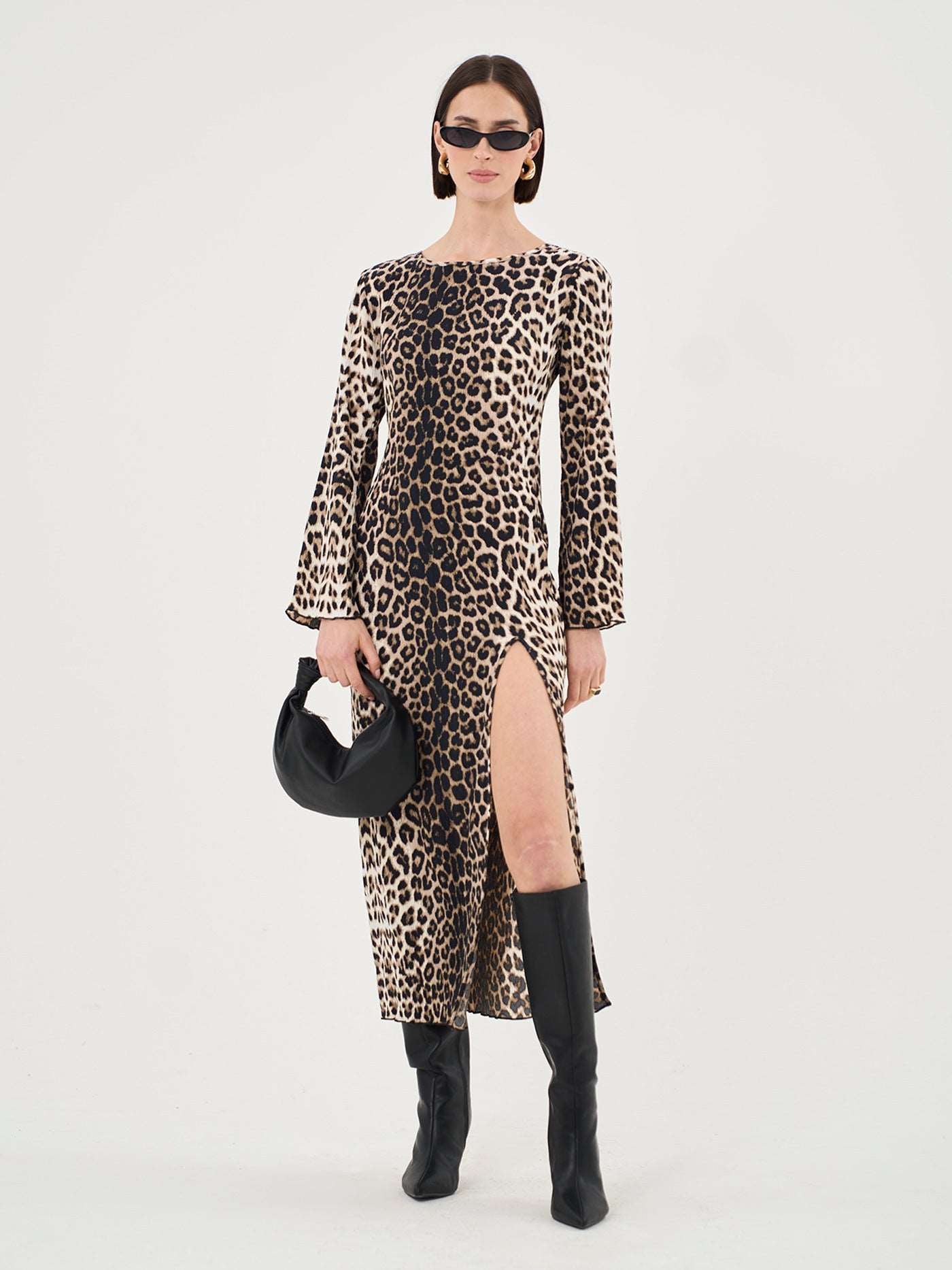 Plisse Maxi Dress In Leopard Print – Extro&Vert
