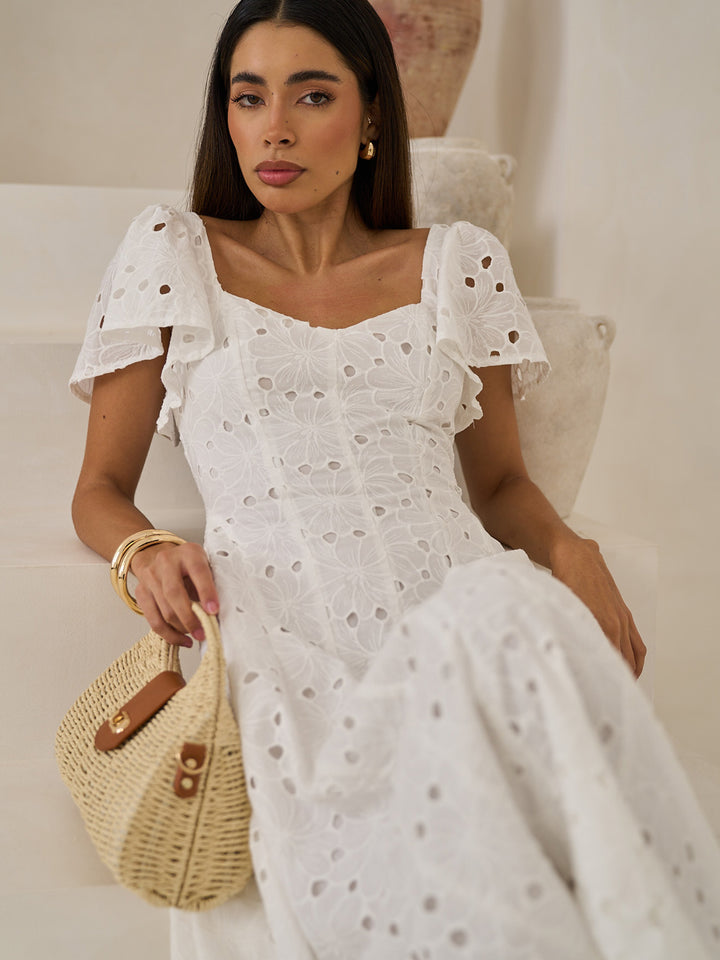 BRODERIE MIDI DRESS