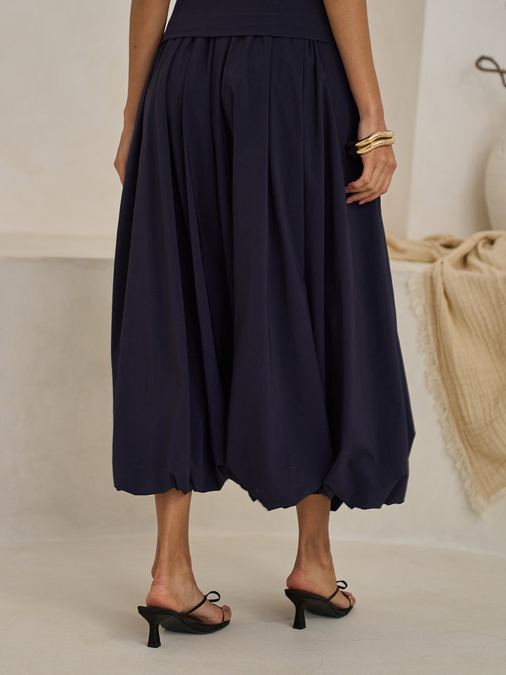 Bubble-Hem Midi Skirt