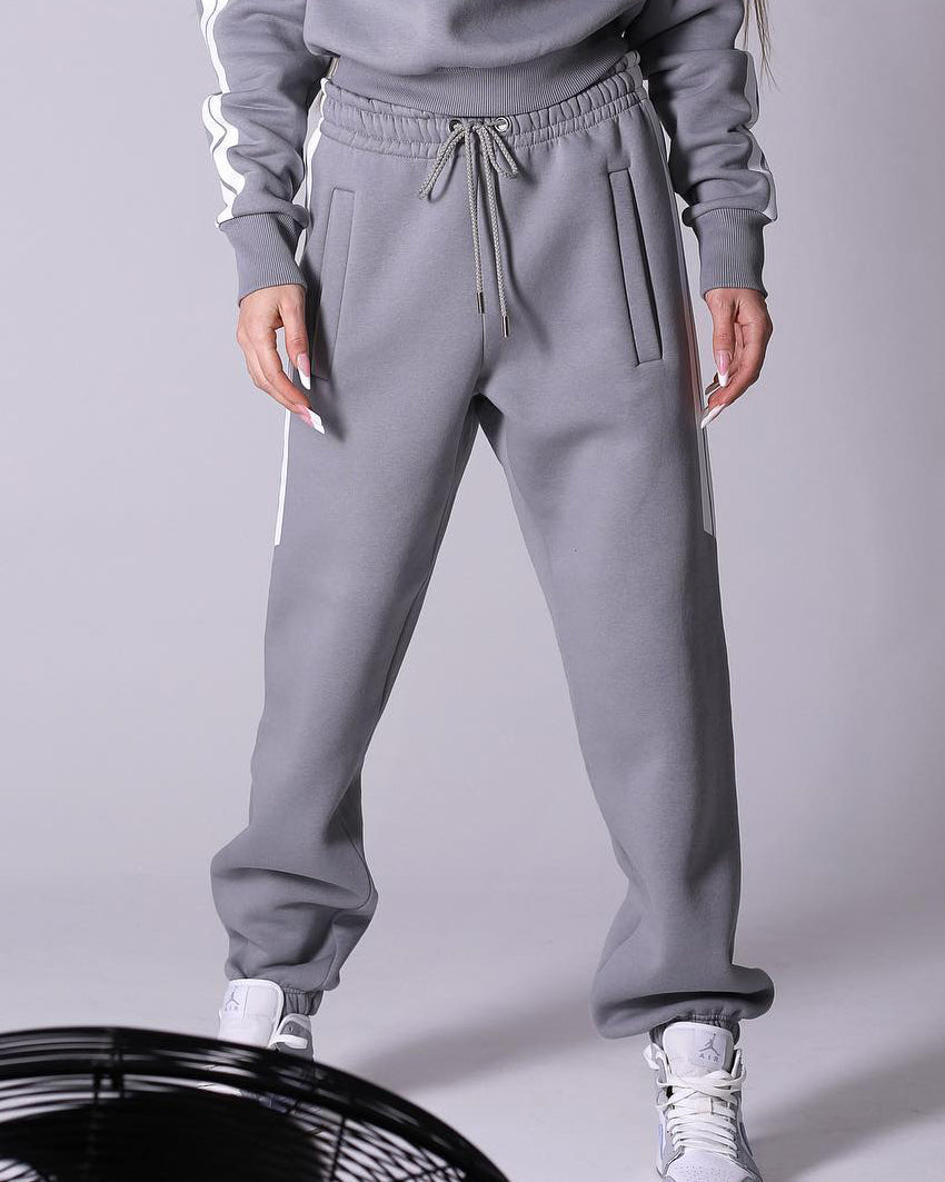 Women's Street Fashion Double White Borders Zipper Casual Set