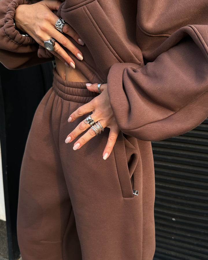 Women Casual Street Fashion Brown Color Two-piece Set