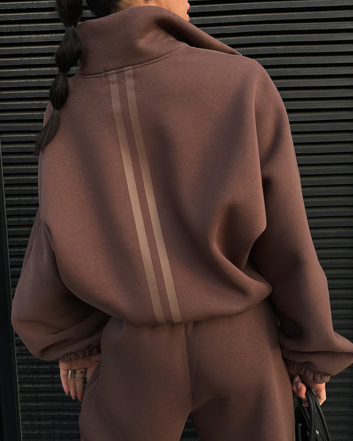 Women Casual Street Fashion Brown Color Two-piece Set