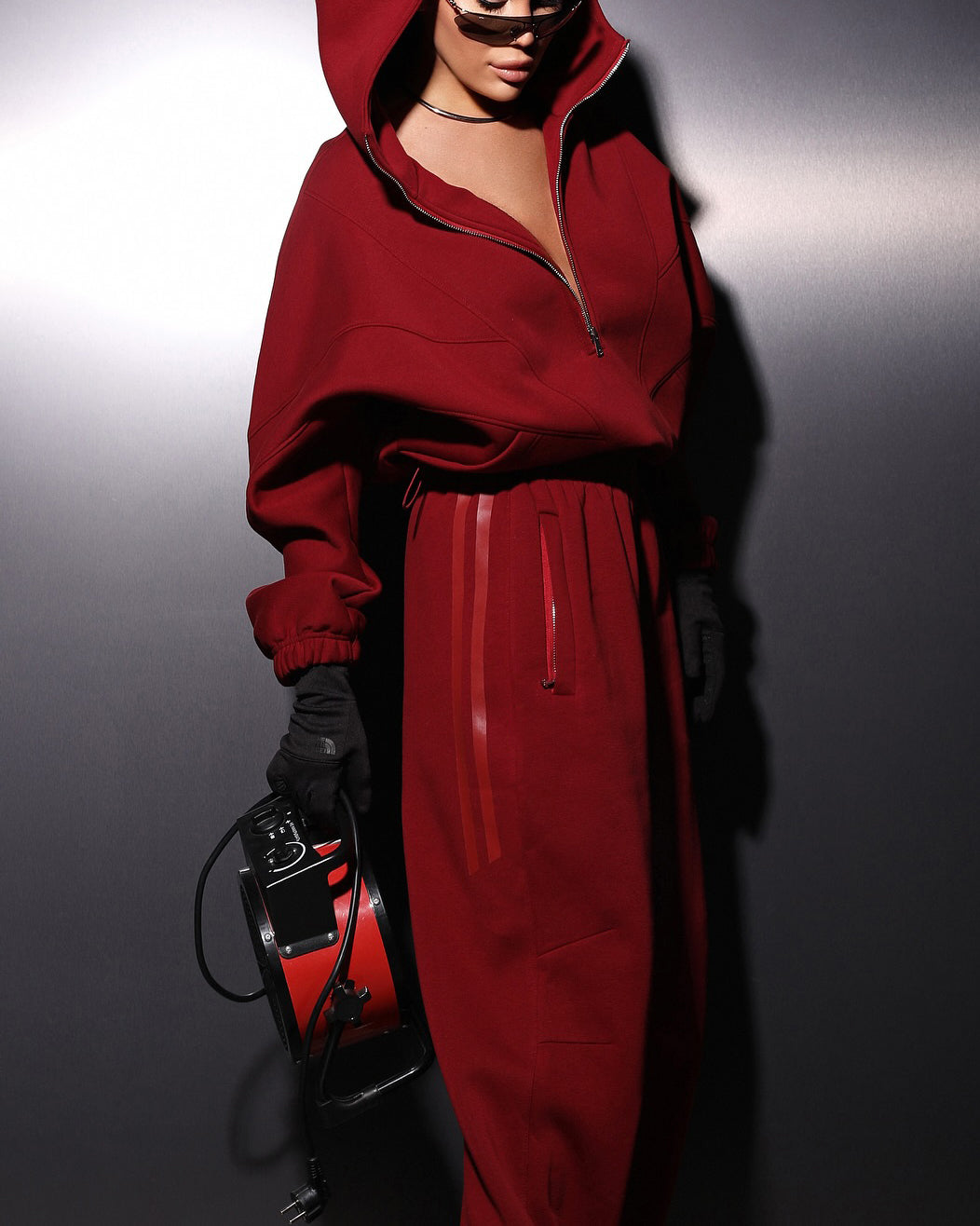 Women Casual Street Fashion Red Color Two-piece Set