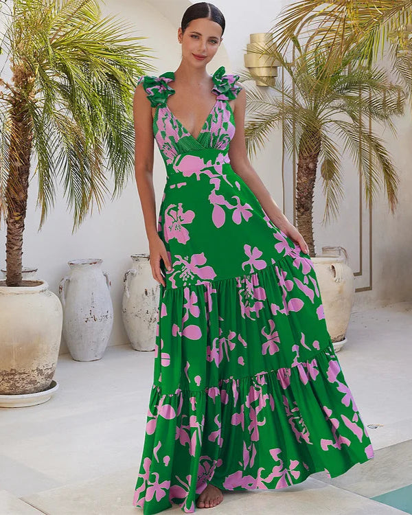 Fashionable Ruffled One-Piece Swimsuit&Long Skirt
