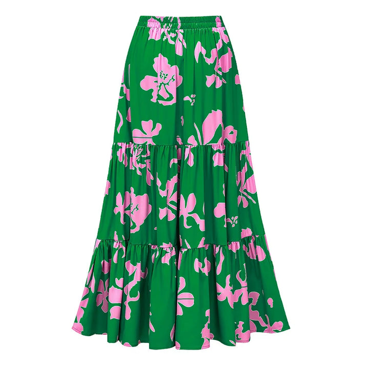 Fashionable Ruffled One-Piece Swimsuit&Long Skirt