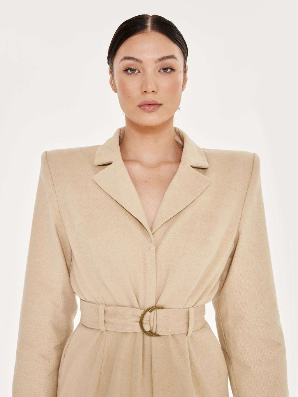 Belted Tailored Jumpsuit - Stone