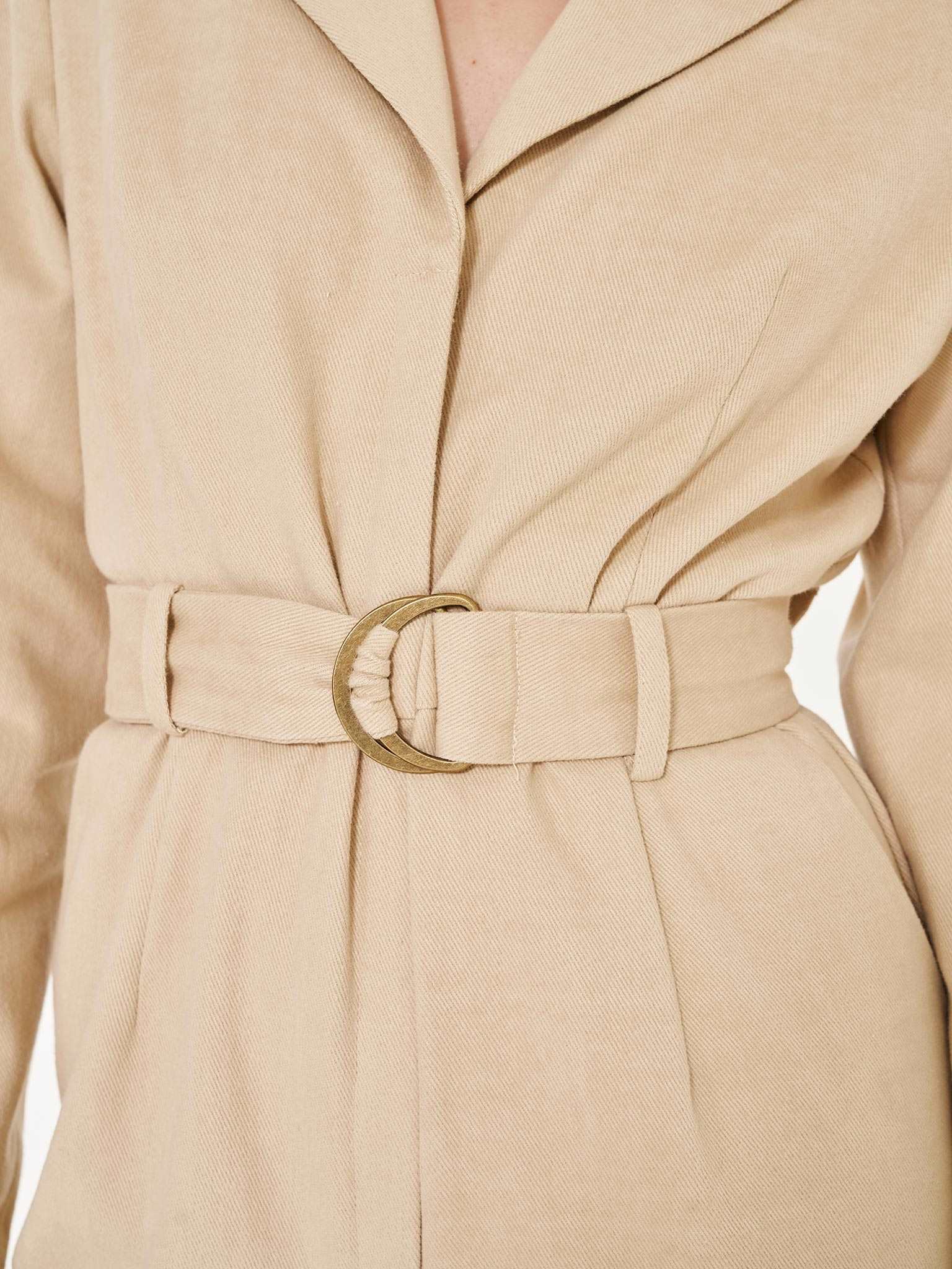 Belted Tailored Jumpsuit - Stone