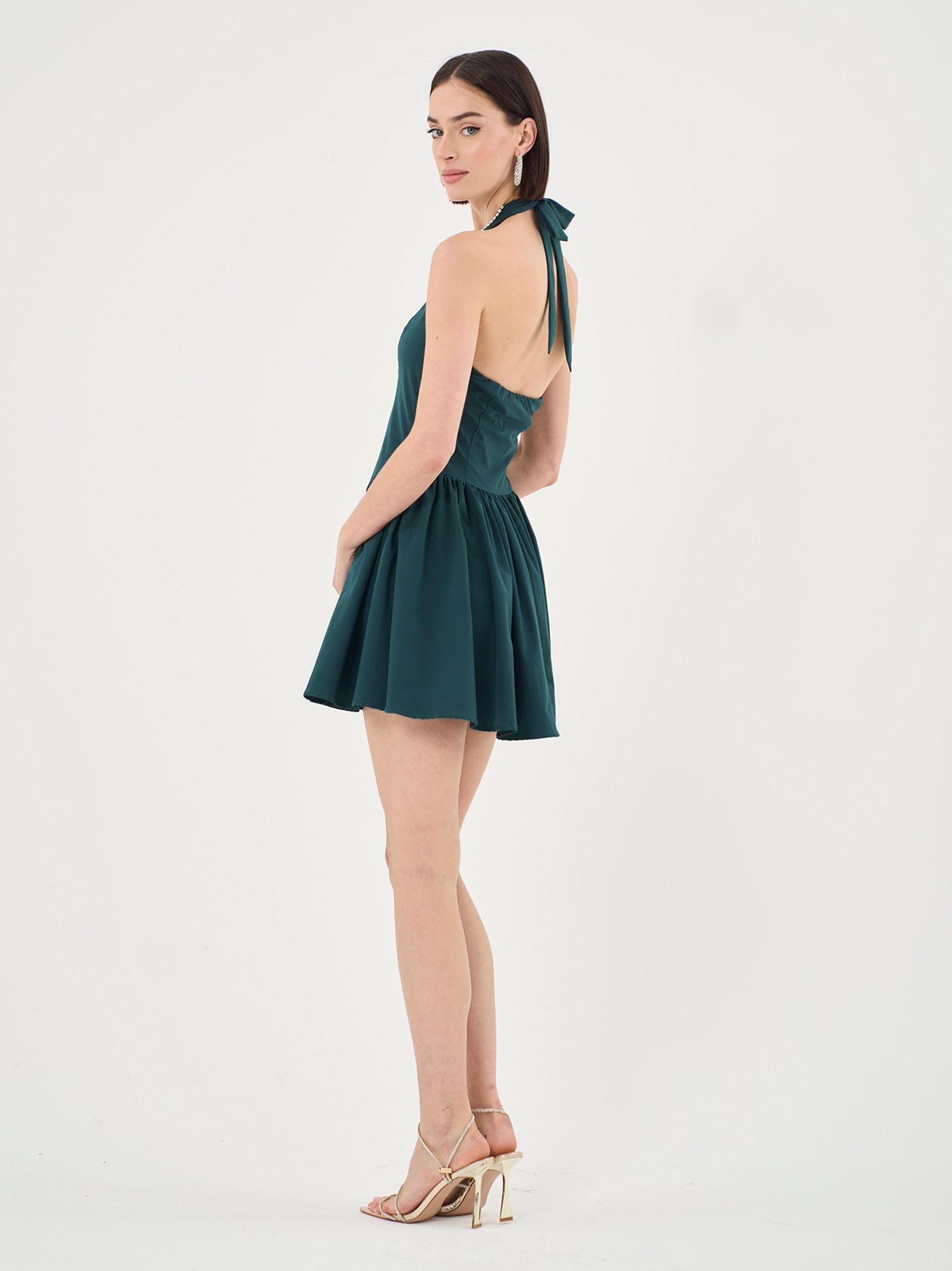 Embellished Halterneck Mini Dress 10 / Green Embellished Halterneck Mini Dress 10 / Green