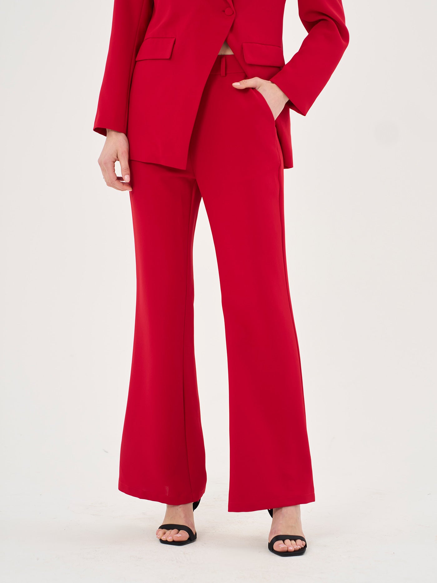 High Waist Tailored Pants In Red - Part Of A Set – Extro&Vert