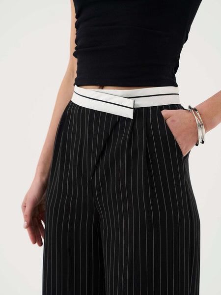 新品APOCRYPHA. / STRIPE SIDE OPEN SLACKS Women's Wide Leg Pants with Side Slits | Seedling UPF 50+