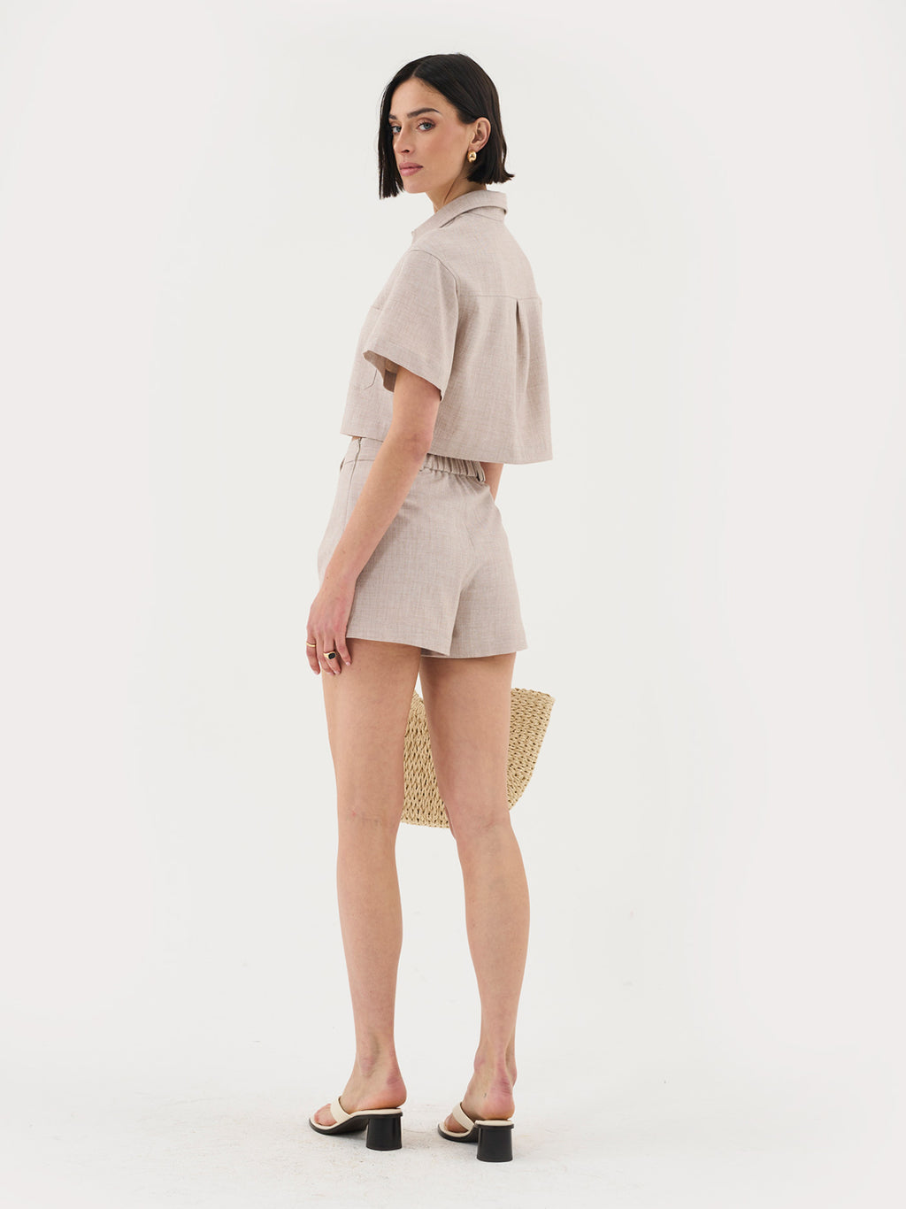 Tailored Shorts Co-Ord in Sand