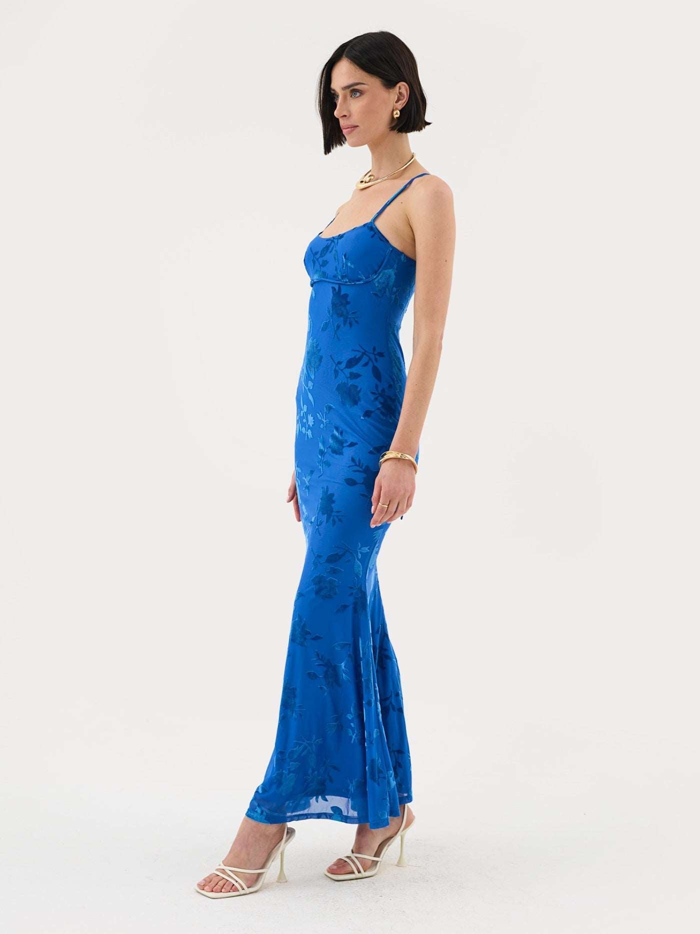 Extro&Vert Womens Strappy Floral Burnout Maxi Dress, 16, Blue, Women's Extro&Vert Womens Strappy Floral Burnout Maxi Dress, 16, Blue, Women's