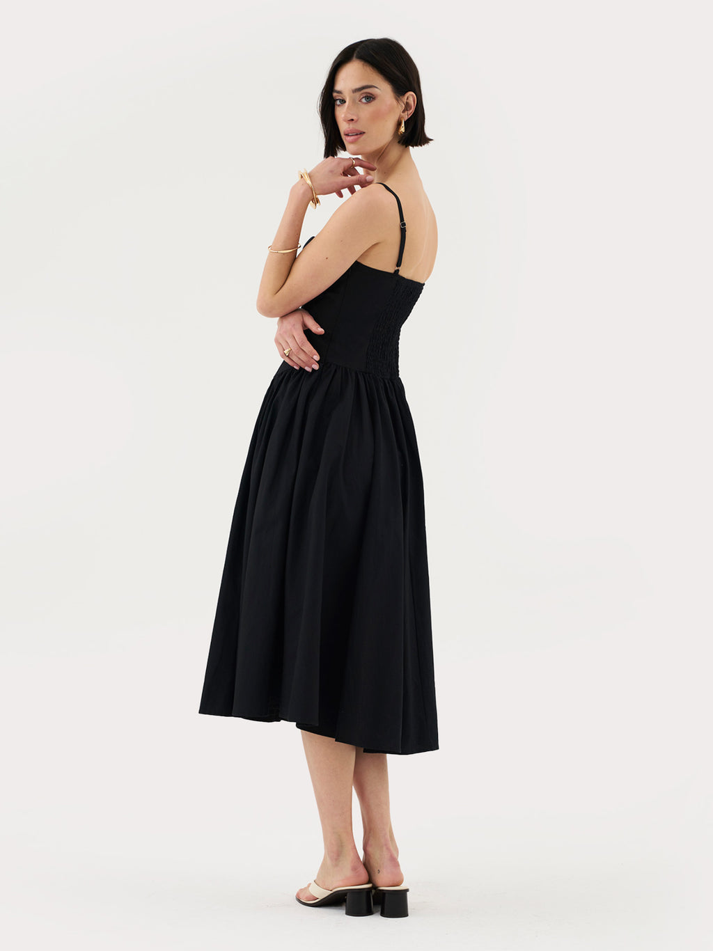 Sweetheart Neck Strappy Black Midi Corset Dress