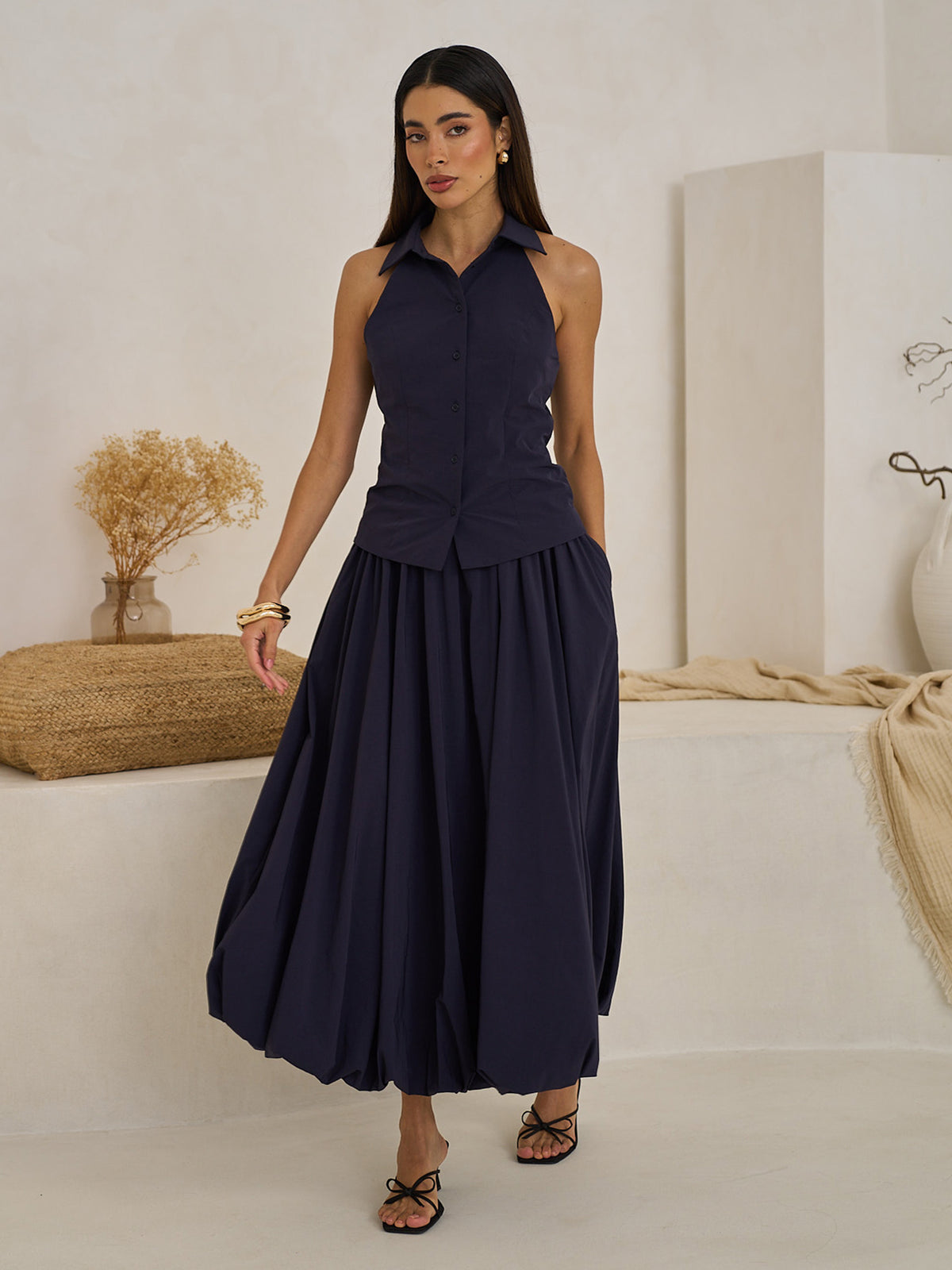 Bubble-Hem Maxi Skirt – Extro&Vert