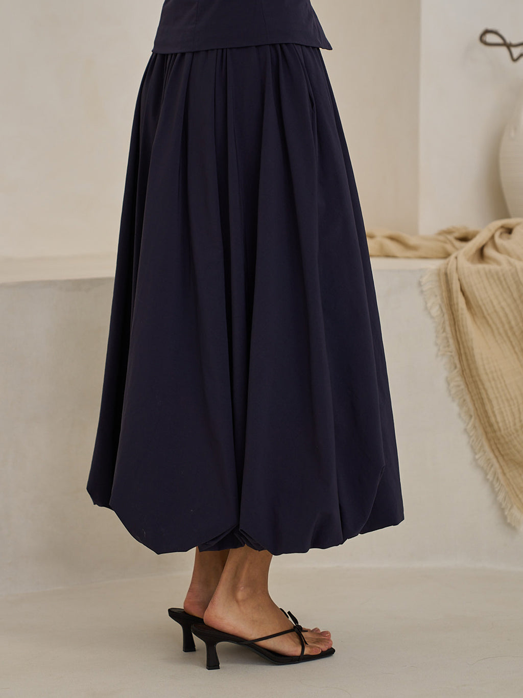 Bubble-Hem Midi Skirt