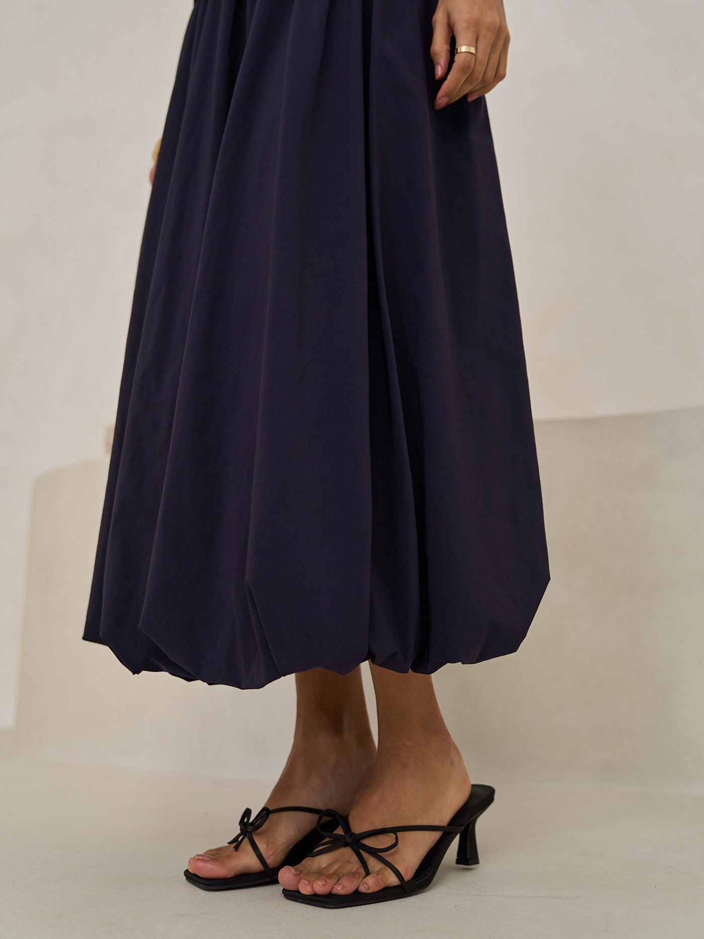 Bubble-Hem Midi Skirt