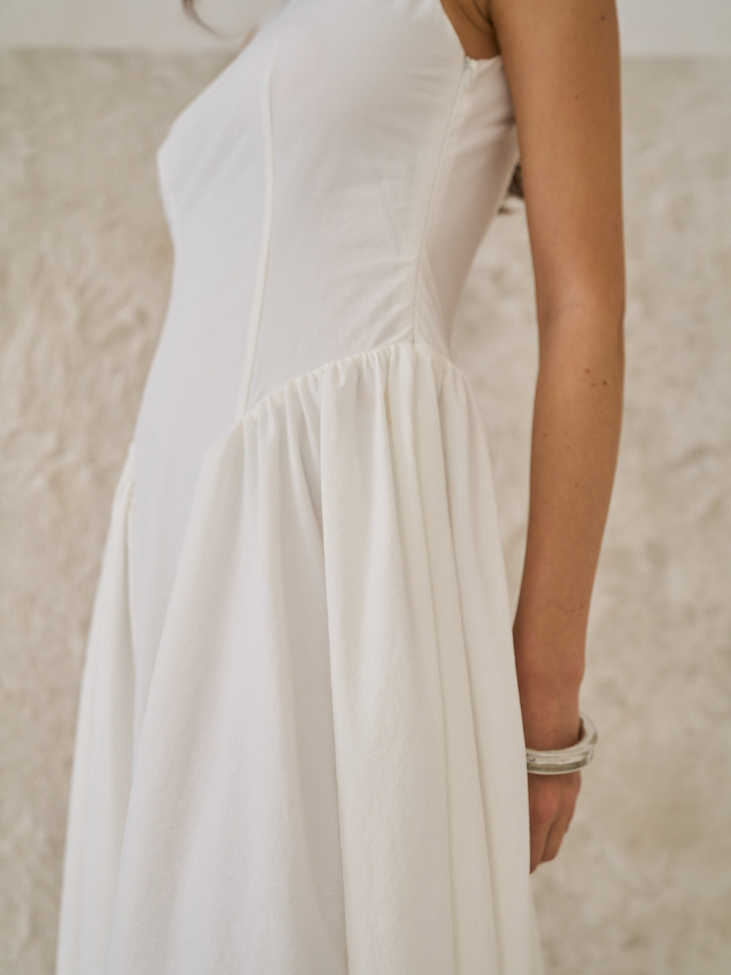 BOAT NECK White MIDI DRESS