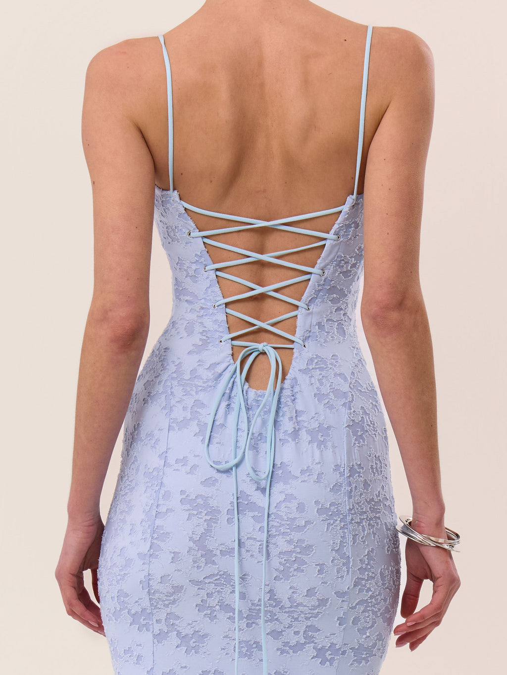 BURNOUT JACQUARD FISHTAIL MAXI DRESS