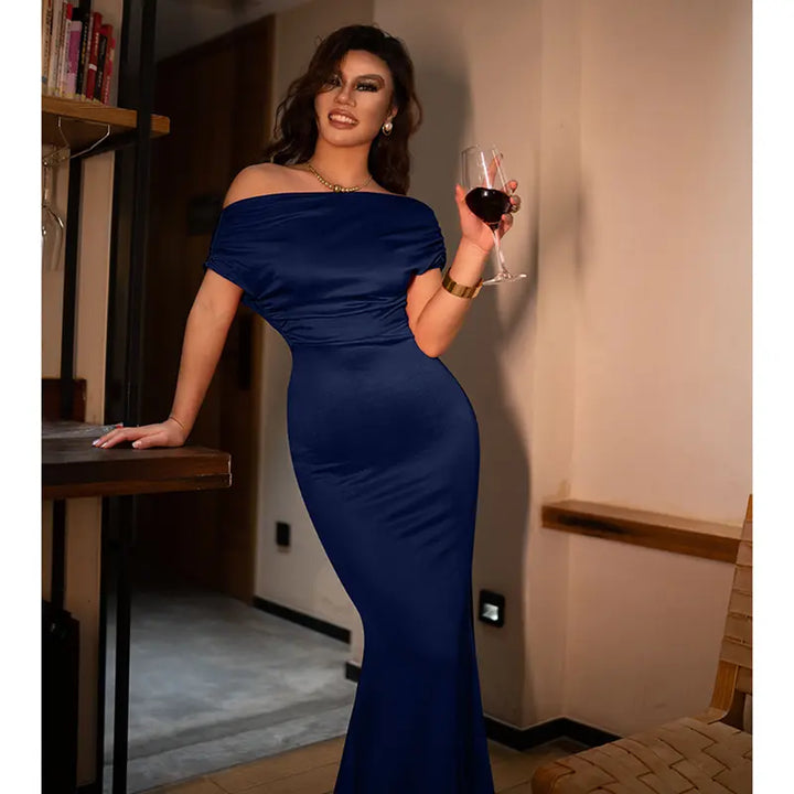 Women's Elegant Sleeveless Off Shoulder Bodycon Long Formal Party Evening Dress