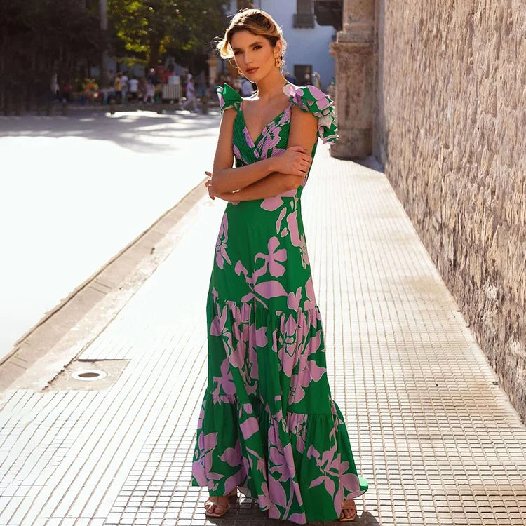 Fashionable Ruffled One-Piece Swimsuit&Long Skirt