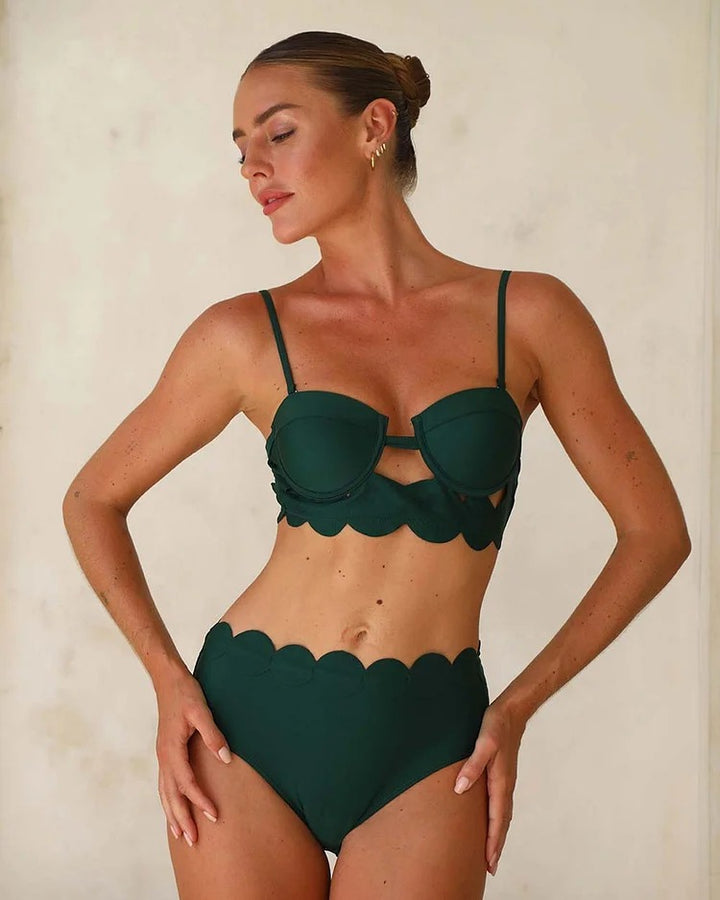 Hollow Cutting Circularity Deisgn Bikini Swimsuit and Split Skirt