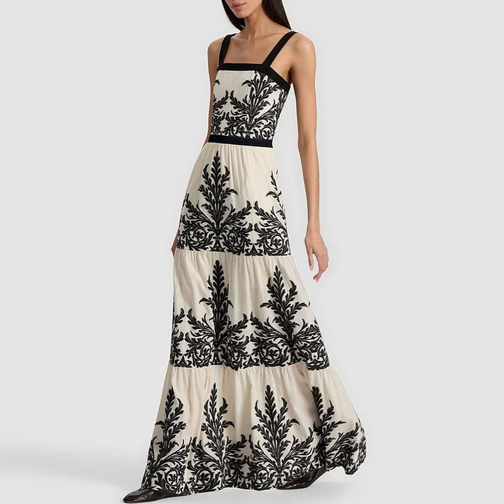 Black Ferns Pattern Printed One Piece Swimsuit and Skirt