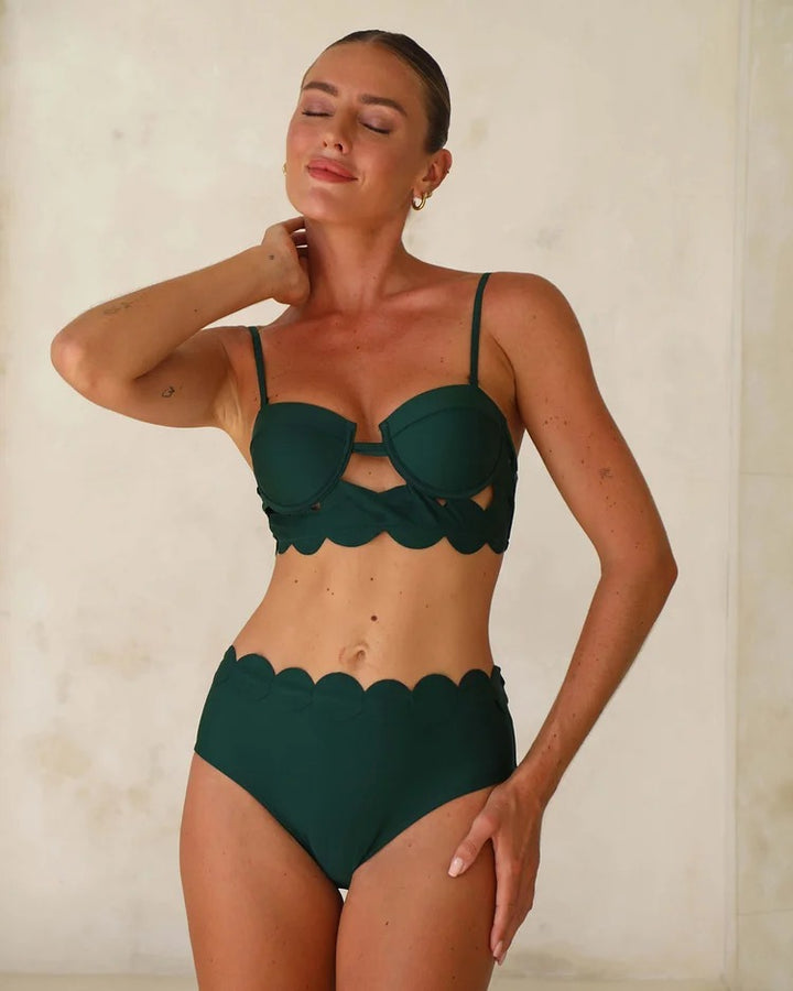Hollow Cutting Circularity Deisgn Bikini Swimsuit and Split Skirt