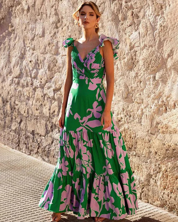 Fashionable Ruffled One-Piece Swimsuit&Long Skirt