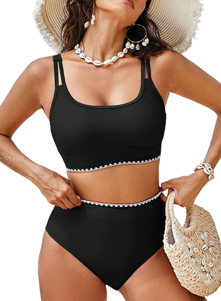 Classic Solid Color High Waisted Woman Bikini Sets