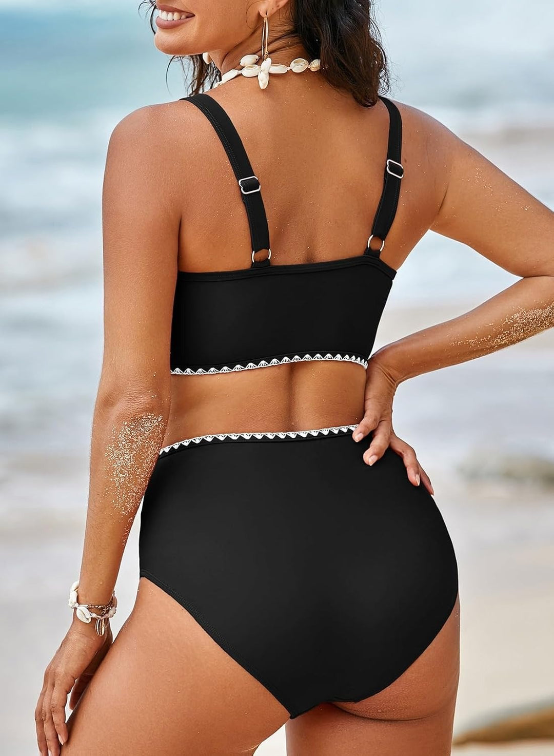 Classic Solid Color High Waisted Woman Bikini Sets