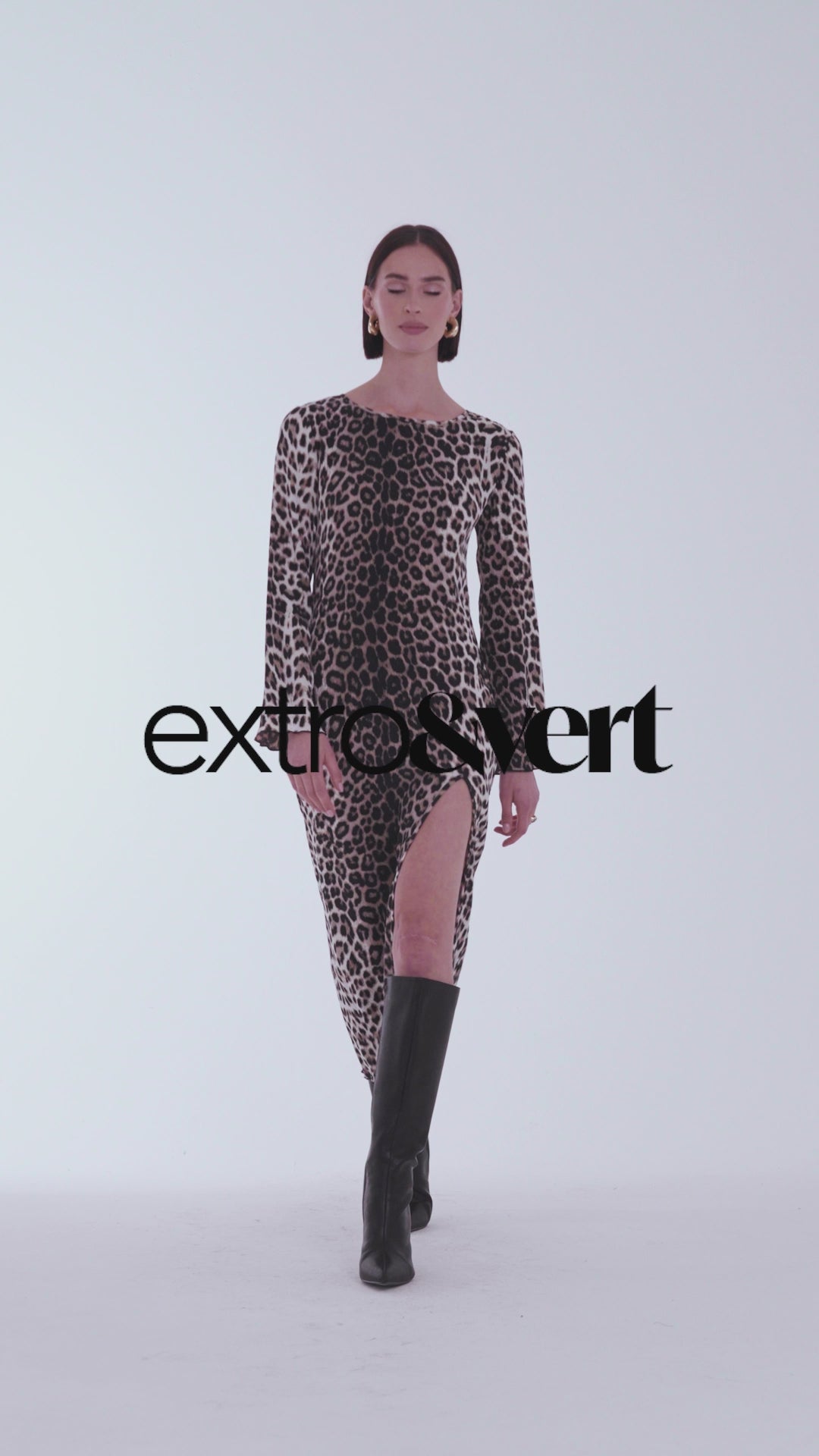 Plisse Midi Dress In Leopard Print