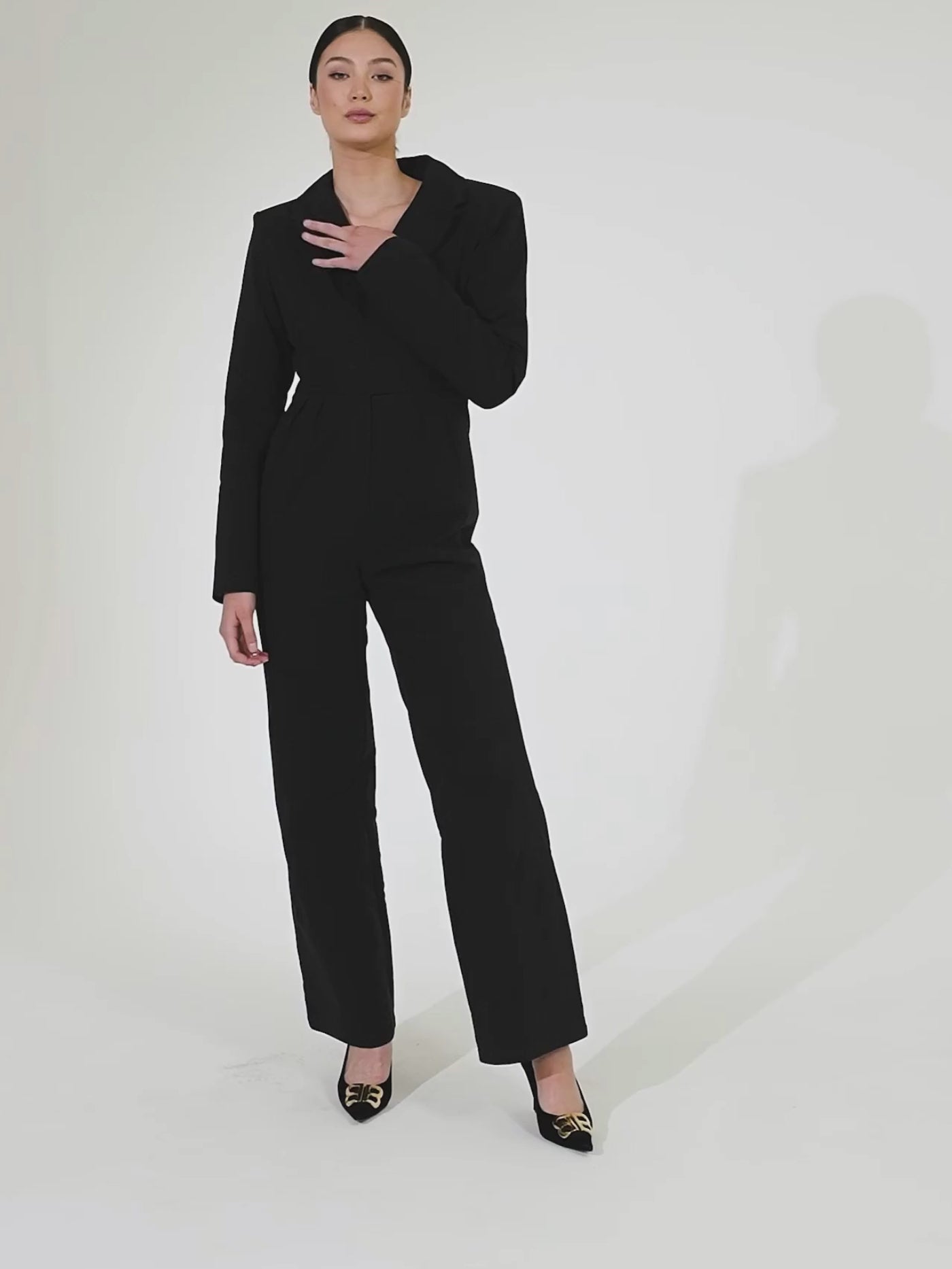 Black Tailored Jumpsuit - Black